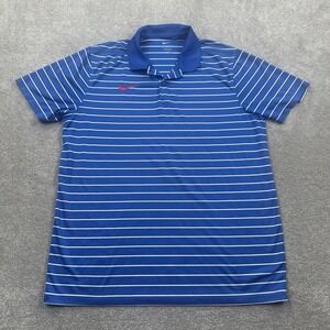 Nike Men's Dri-Fit Golf Polo Shirt Size Large Blue Striped Collared Short Sleeve